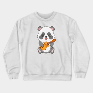 Adorable Panda Playing Acoustic Guitar Cartoon Crewneck Sweatshirt